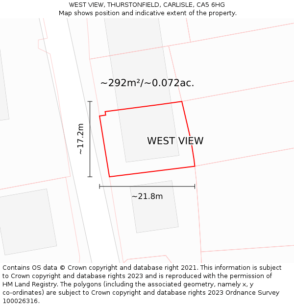WEST VIEW, THURSTONFIELD, CARLISLE, CA5 6HG: Plot and title map