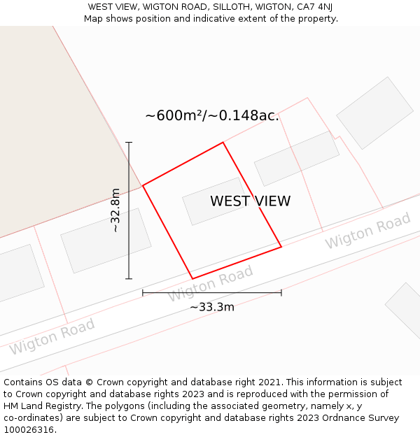 WEST VIEW, WIGTON ROAD, SILLOTH, WIGTON, CA7 4NJ: Plot and title map