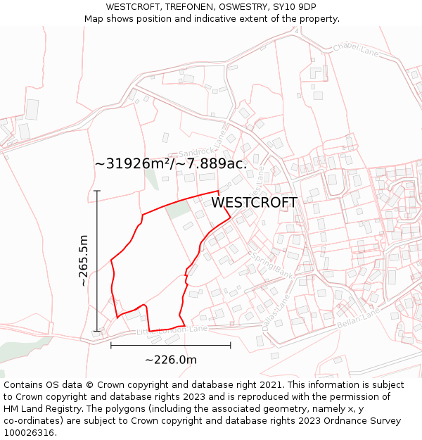 WESTCROFT, TREFONEN, OSWESTRY, SY10 9DP: Plot and title map