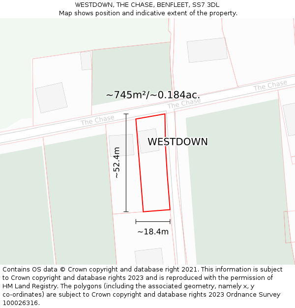WESTDOWN, THE CHASE, BENFLEET, SS7 3DL: Plot and title map