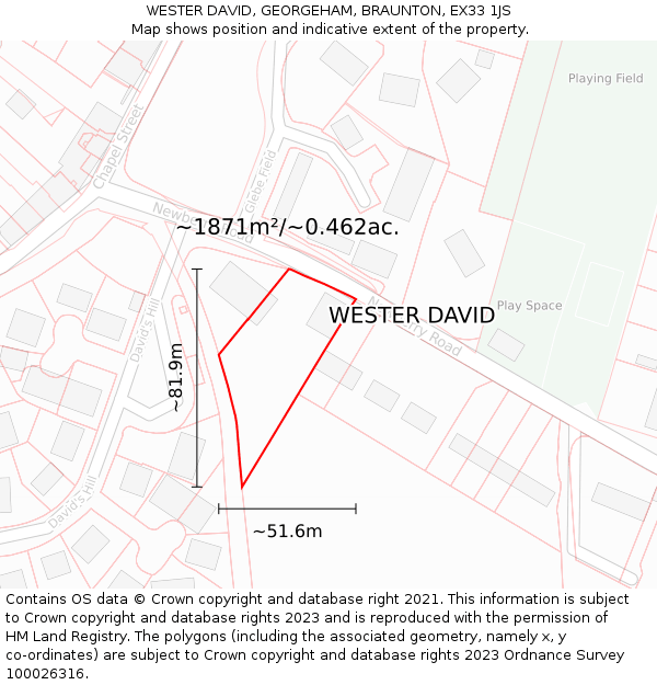 WESTER DAVID, GEORGEHAM, BRAUNTON, EX33 1JS: Plot and title map