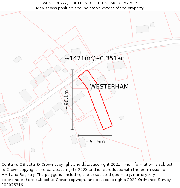 WESTERHAM, GRETTON, CHELTENHAM, GL54 5EP: Plot and title map