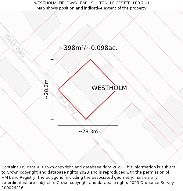 WESTHOLM, FIELDWAY, EARL SHILTON, LEICESTER, LE9 7LU: Plot and title map