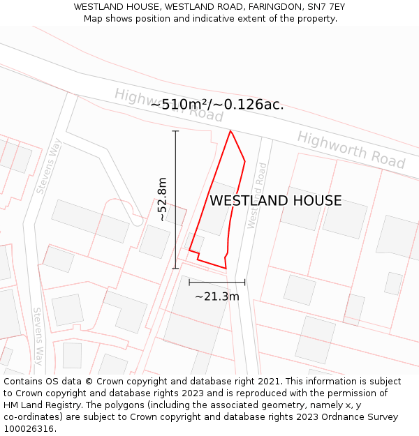 WESTLAND HOUSE, WESTLAND ROAD, FARINGDON, SN7 7EY: Plot and title map