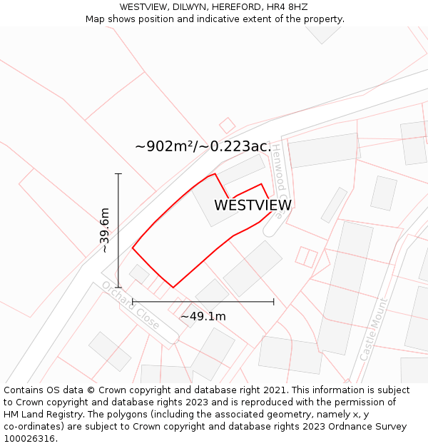 WESTVIEW, DILWYN, HEREFORD, HR4 8HZ: Plot and title map