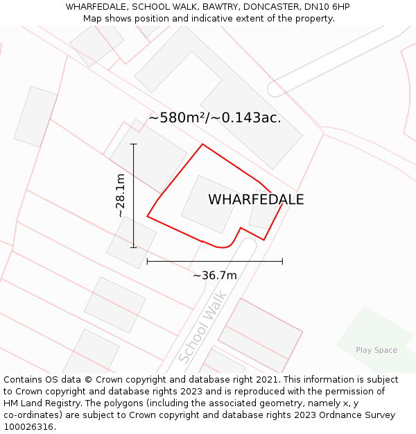 WHARFEDALE, SCHOOL WALK, BAWTRY, DONCASTER, DN10 6HP: Plot and title map