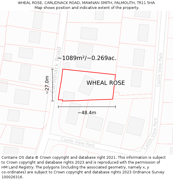 WHEAL ROSE, CARLIDNACK ROAD, MAWNAN SMITH, FALMOUTH, TR11 5HA: Plot and title map