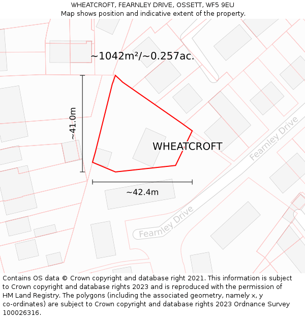 WHEATCROFT, FEARNLEY DRIVE, OSSETT, WF5 9EU: Plot and title map