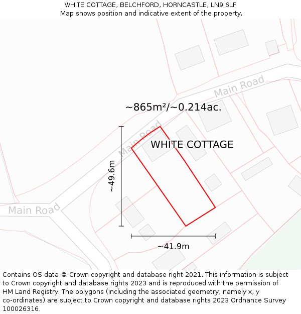 WHITE COTTAGE, BELCHFORD, HORNCASTLE, LN9 6LF: Plot and title map