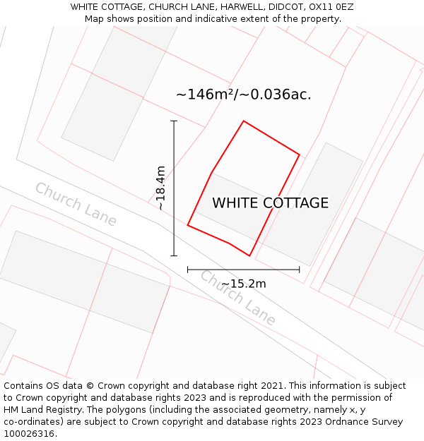 WHITE COTTAGE, CHURCH LANE, HARWELL, DIDCOT, OX11 0EZ: Plot and title map