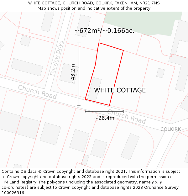 WHITE COTTAGE, CHURCH ROAD, COLKIRK, FAKENHAM, NR21 7NS: Plot and title map