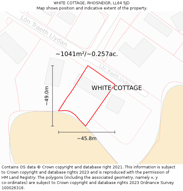 WHITE COTTAGE, RHOSNEIGR, LL64 5JD: Plot and title map