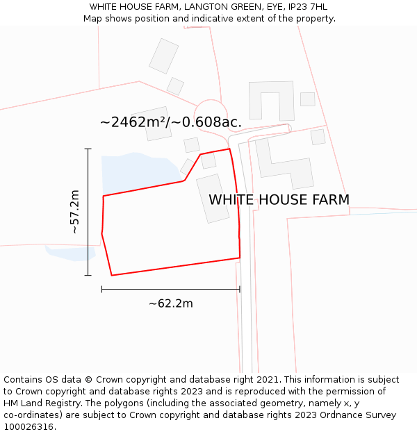 WHITE HOUSE FARM, LANGTON GREEN, EYE, IP23 7HL: Plot and title map