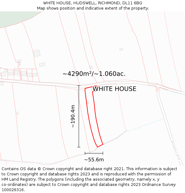 WHITE HOUSE, HUDSWELL, RICHMOND, DL11 6BG: Plot and title map