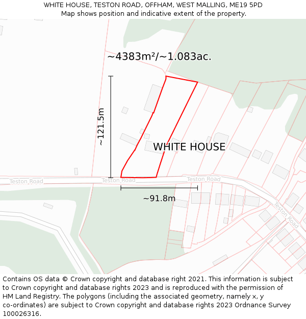 WHITE HOUSE, TESTON ROAD, OFFHAM, WEST MALLING, ME19 5PD: Plot and title map