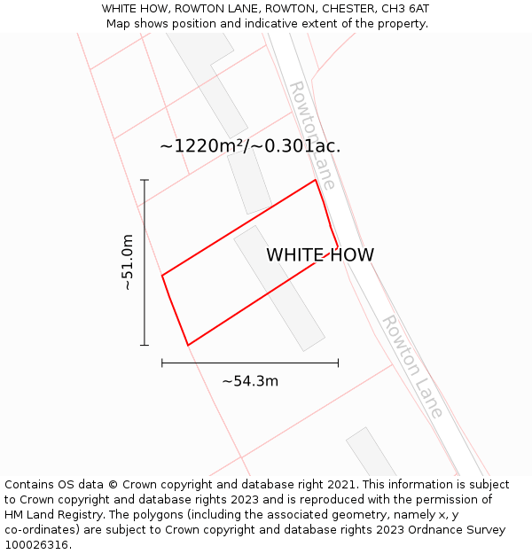 WHITE HOW, ROWTON LANE, ROWTON, CHESTER, CH3 6AT: Plot and title map