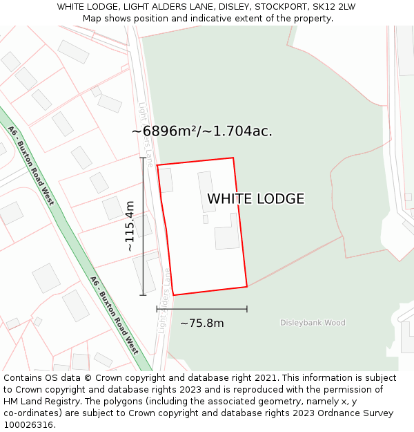 WHITE LODGE, LIGHT ALDERS LANE, DISLEY, STOCKPORT, SK12 2LW: Plot and title map