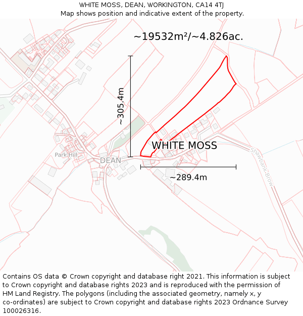WHITE MOSS, DEAN, WORKINGTON, CA14 4TJ: Plot and title map