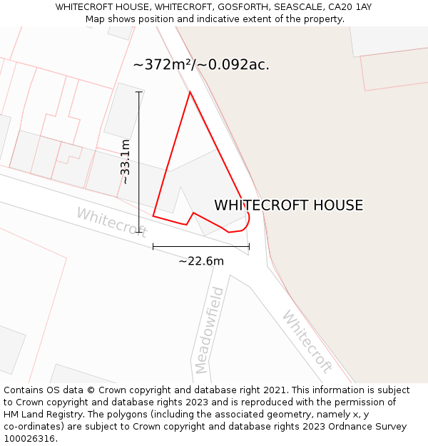 WHITECROFT HOUSE, WHITECROFT, GOSFORTH, SEASCALE, CA20 1AY: Plot and title map