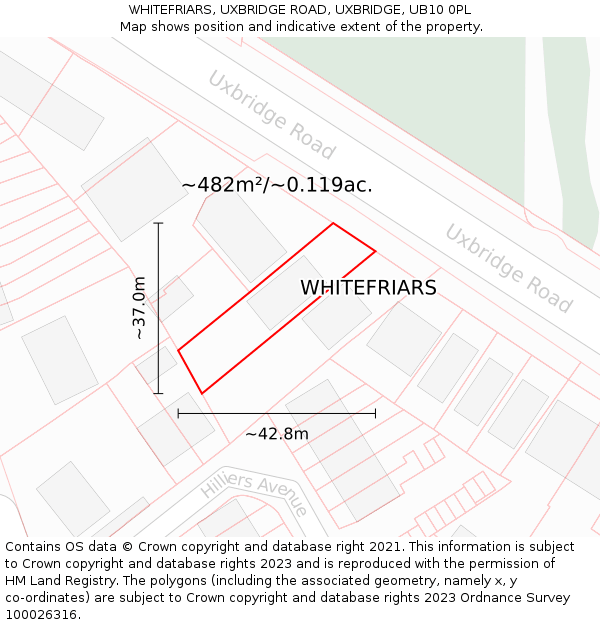 WHITEFRIARS, UXBRIDGE ROAD, UXBRIDGE, UB10 0PL: Plot and title map