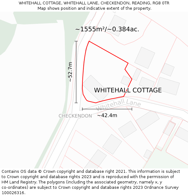 WHITEHALL COTTAGE, WHITEHALL LANE, CHECKENDON, READING, RG8 0TR: Plot and title map