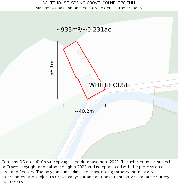 WHITEHOUSE, SPRING GROVE, COLNE, BB8 7HH: Plot and title map