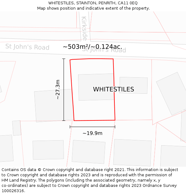 WHITESTILES, STAINTON, PENRITH, CA11 0EQ: Plot and title map