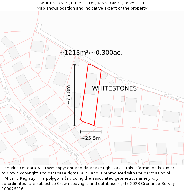 WHITESTONES, HILLYFIELDS, WINSCOMBE, BS25 1PH: Plot and title map