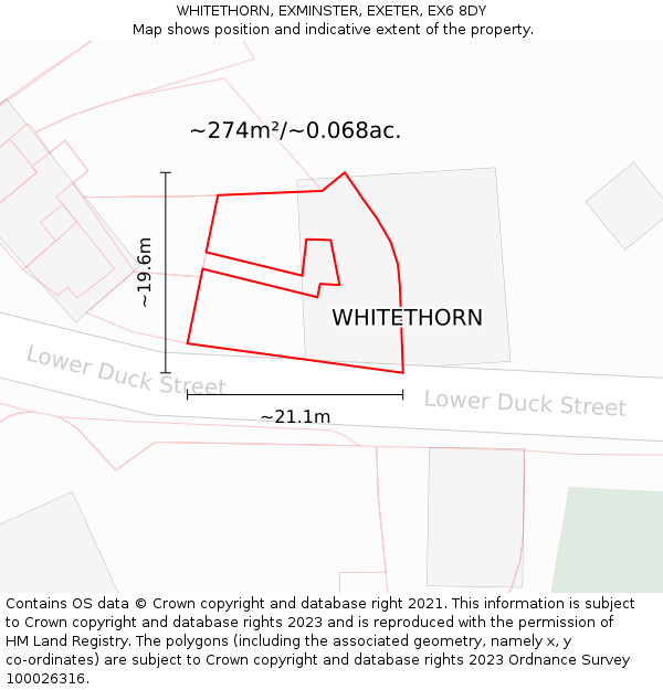 WHITETHORN, EXMINSTER, EXETER, EX6 8DY: Plot and title map