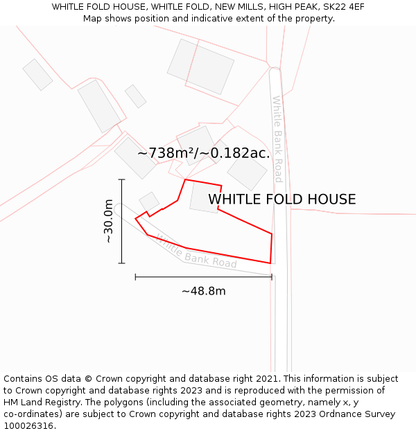 WHITLE FOLD HOUSE, WHITLE FOLD, NEW MILLS, HIGH PEAK, SK22 4EF: Plot and title map