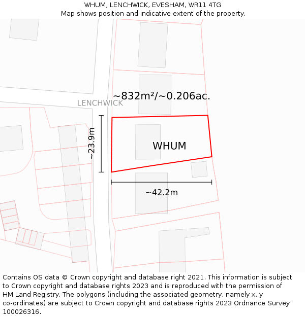 WHUM, LENCHWICK, EVESHAM, WR11 4TG: Plot and title map