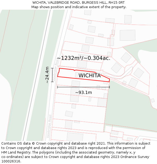 WICHITA, VALEBRIDGE ROAD, BURGESS HILL, RH15 0RT: Plot and title map