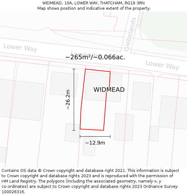 WIDMEAD, 10A, LOWER WAY, THATCHAM, RG19 3RN: Plot and title map