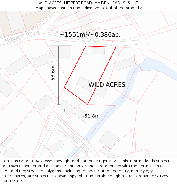 WILD ACRES, HIBBERT ROAD, MAIDENHEAD, SL6 1UT: Plot and title map