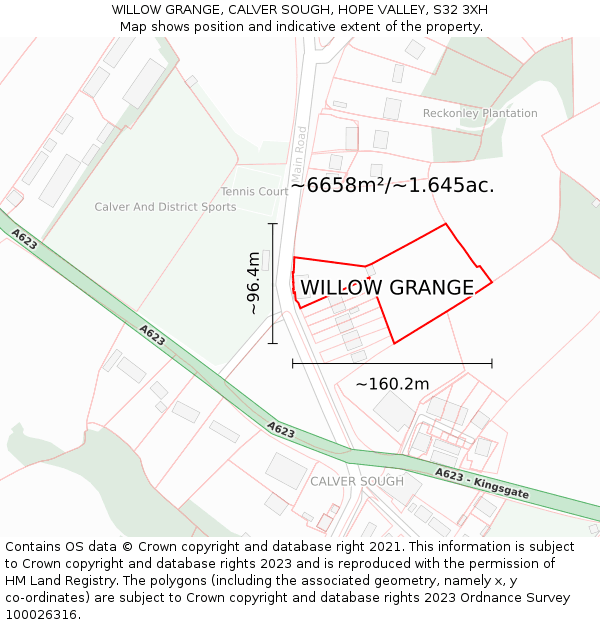 S32 Postcode Map WILLOW GRANGE, CALVER SOUGH, HOPE VALLEY, S32 3XH - £650,000
