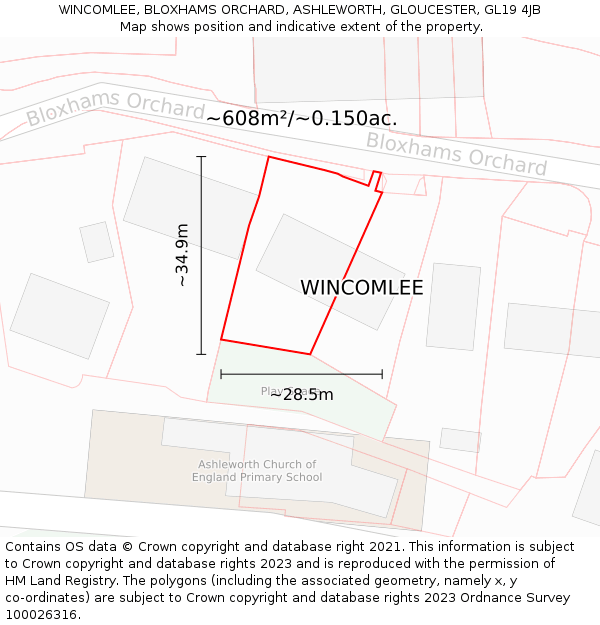 WINCOMLEE, BLOXHAMS ORCHARD, ASHLEWORTH, GLOUCESTER, GL19 4JB: Plot and title map