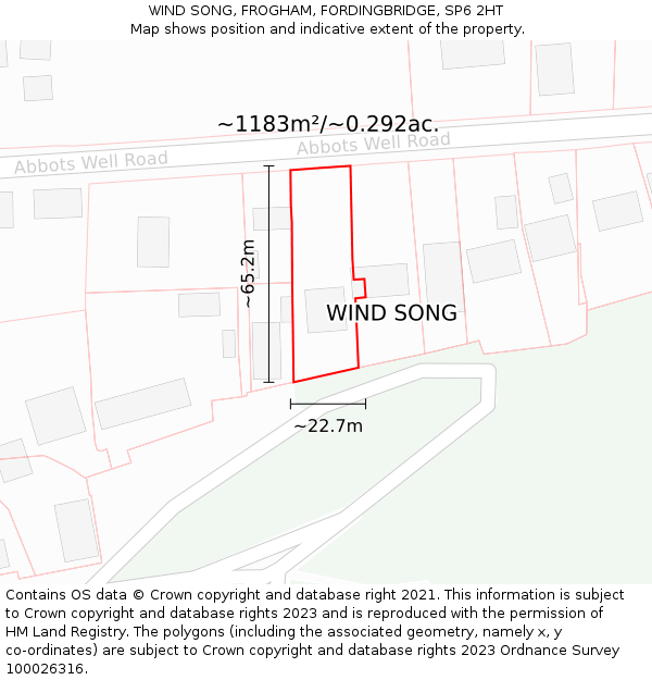 WIND SONG, FROGHAM, FORDINGBRIDGE, SP6 2HT: Plot and title map