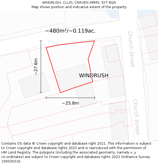WINDRUSH, CLUN, CRAVEN ARMS, SY7 8QA: Plot and title map