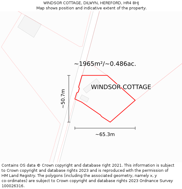 WINDSOR COTTAGE, DILWYN, HEREFORD, HR4 8HJ: Plot and title map