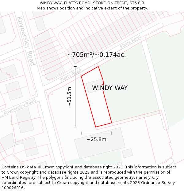 WINDY WAY, FLATTS ROAD, STOKE-ON-TRENT, ST6 8JB: Plot and title map