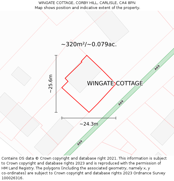 WINGATE COTTAGE, CORBY HILL, CARLISLE, CA4 8PN: Plot and title map