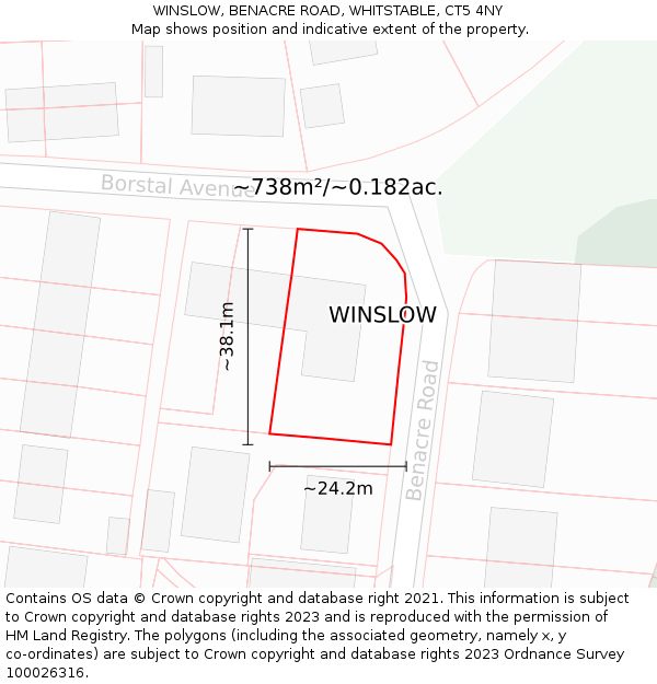WINSLOW, BENACRE ROAD, WHITSTABLE, CT5 4NY: Plot and title map