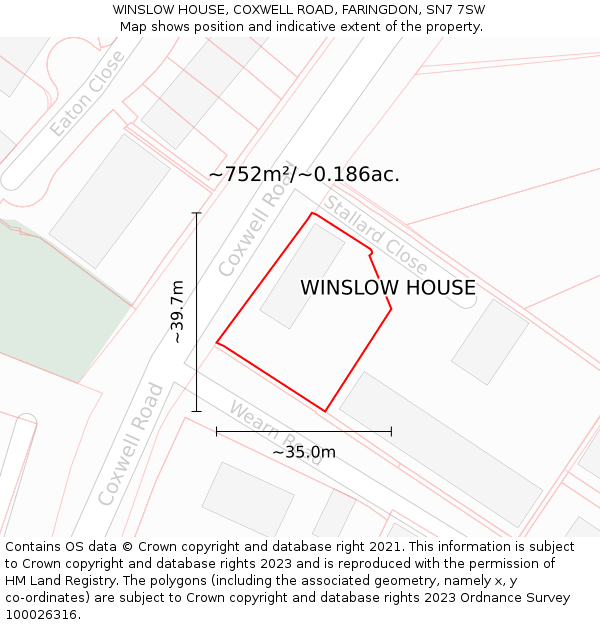 WINSLOW HOUSE, COXWELL ROAD, FARINGDON, SN7 7SW: Plot and title map