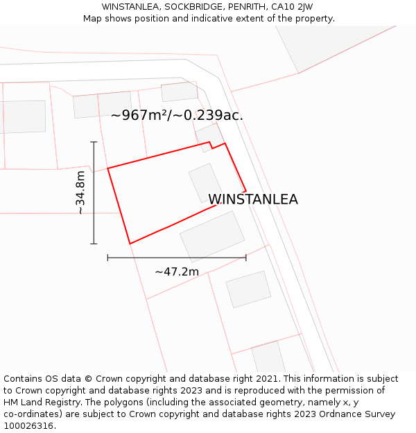 WINSTANLEA, SOCKBRIDGE, PENRITH, CA10 2JW: Plot and title map