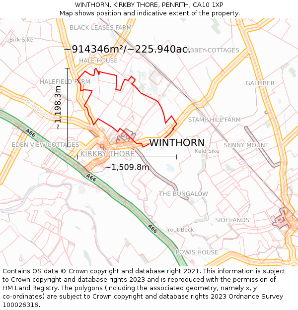 WINTHORN, KIRKBY THORE, PENRITH, CA10 1XP: Plot and title map