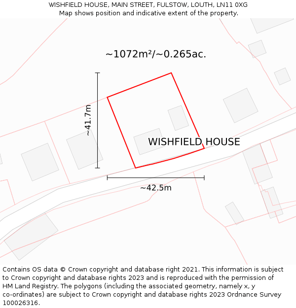 WISHFIELD HOUSE, MAIN STREET, FULSTOW, LOUTH, LN11 0XG: Plot and title map