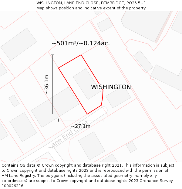 WISHINGTON, LANE END CLOSE, BEMBRIDGE, PO35 5UF: Plot and title map