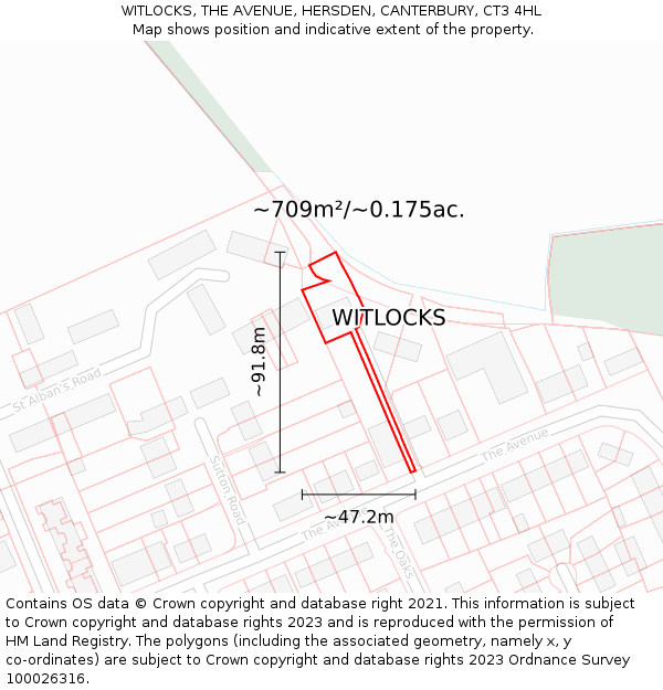WITLOCKS, THE AVENUE, HERSDEN, CANTERBURY, CT3 4HL: Plot and title map