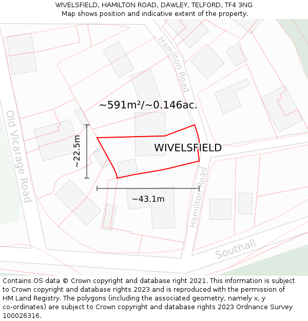 WIVELSFIELD, HAMILTON ROAD, DAWLEY, TELFORD, TF4 3NG: Plot and title map
