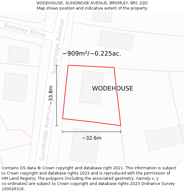 WODEHOUSE, SUNDRIDGE AVENUE, BROMLEY, BR1 2QD: Plot and title map
